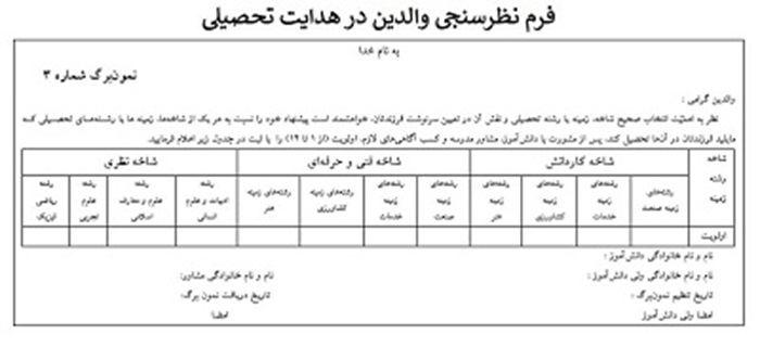 فرم والدین